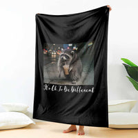 Its Ok To Be Different Jimothy Raccoon Throw Blanket Funny Short Spine Wildlife