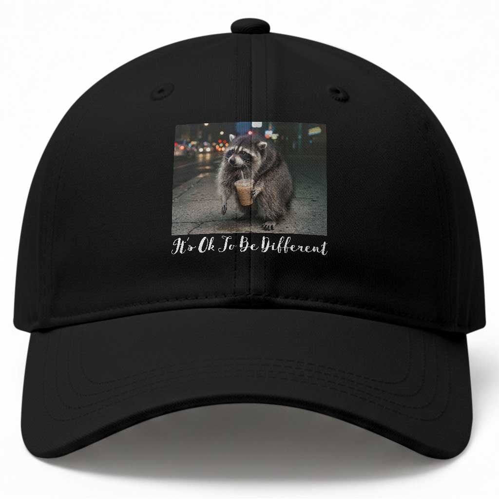 Its Ok To Be Different Jimothy Raccoon Baseball Cap Funny Short Spine Wildlife