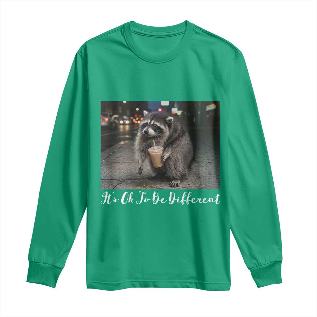 Its Ok To Be Different Jimothy Raccoon Long Sleeve Shirt Funny Short Spine Wildlife