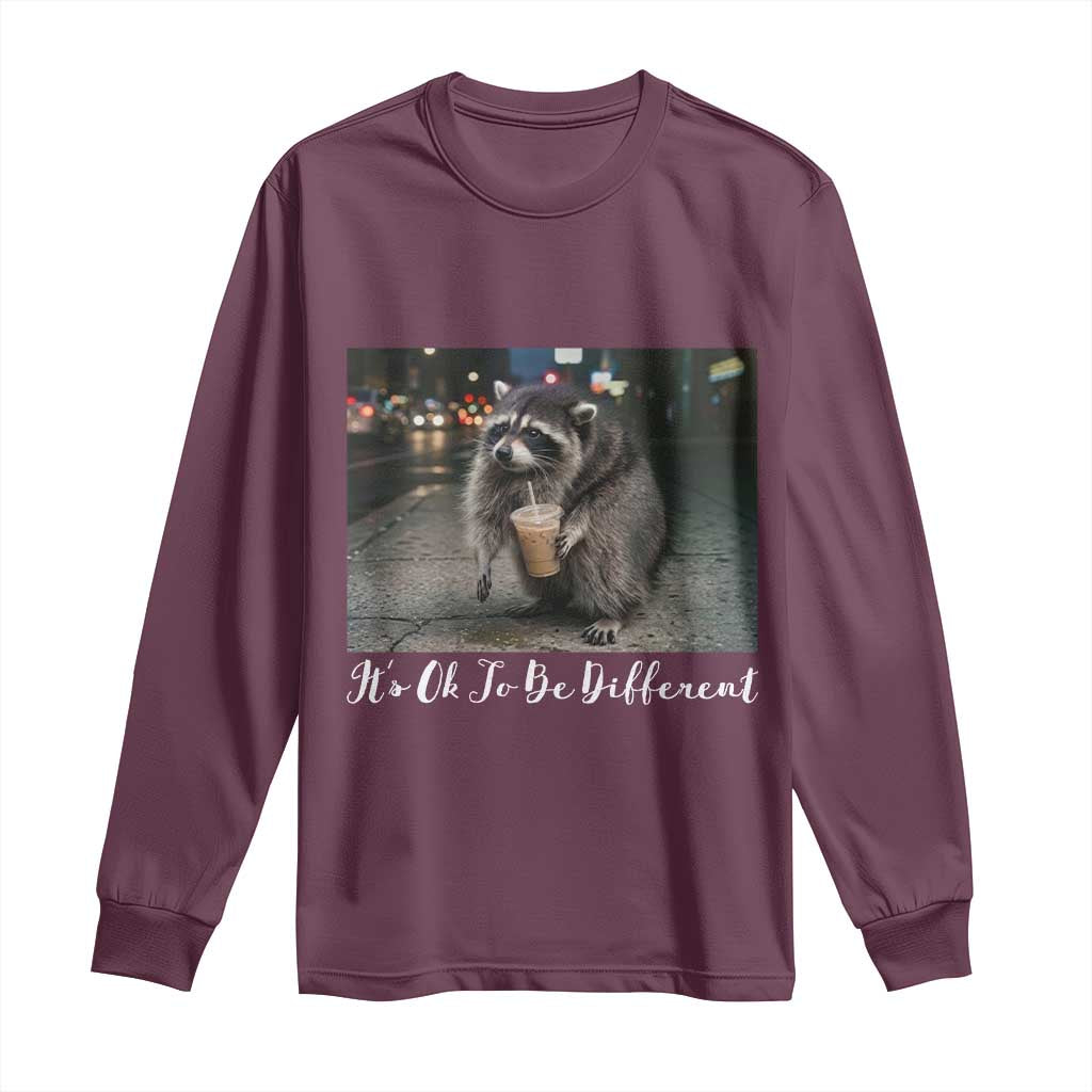 Its Ok To Be Different Jimothy Raccoon Long Sleeve Shirt Funny Short Spine Wildlife