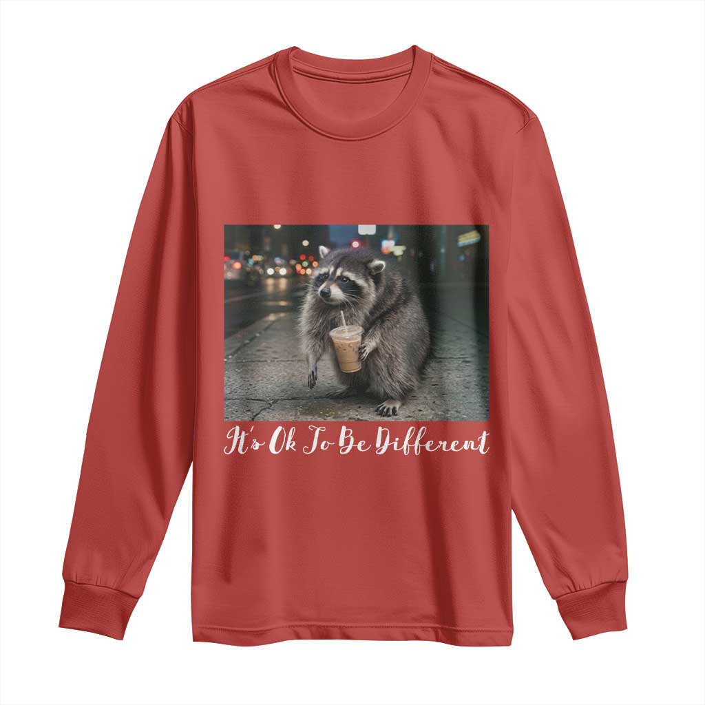 Its Ok To Be Different Jimothy Raccoon Long Sleeve Shirt Funny Short Spine Wildlife