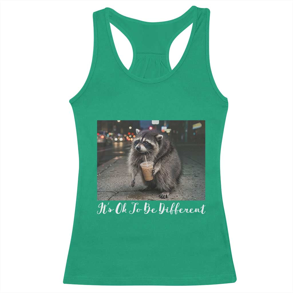 Its Ok To Be Different Jimothy Raccoon Racerback Tank Top Funny Short Spine Wildlife