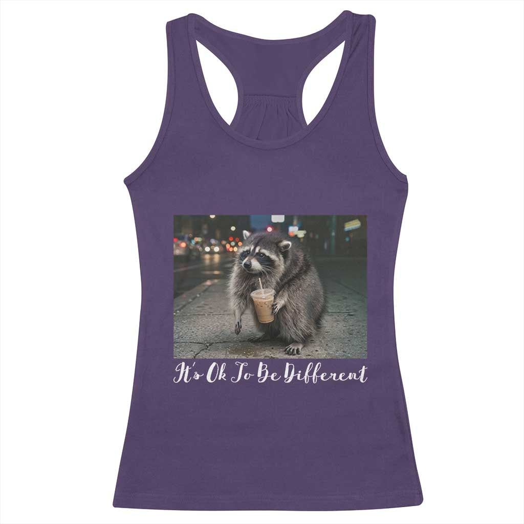 Its Ok To Be Different Jimothy Raccoon Racerback Tank Top Funny Short Spine Wildlife