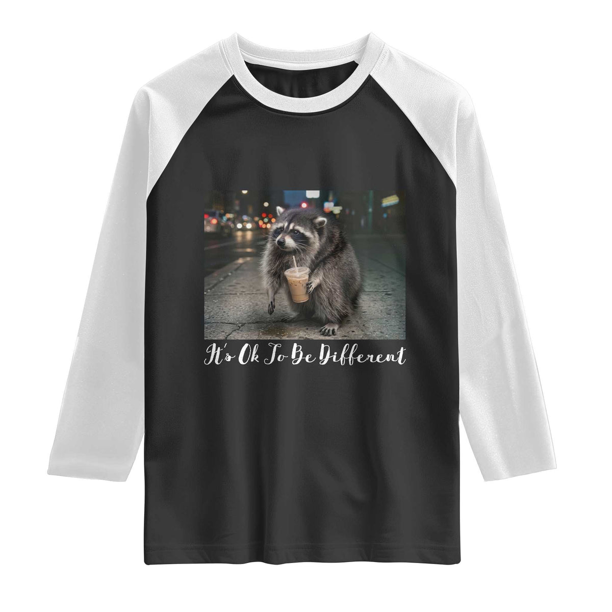 Its Ok To Be Different Jimothy Raccoon Raglan Shirt Funny Short Spine Wildlife