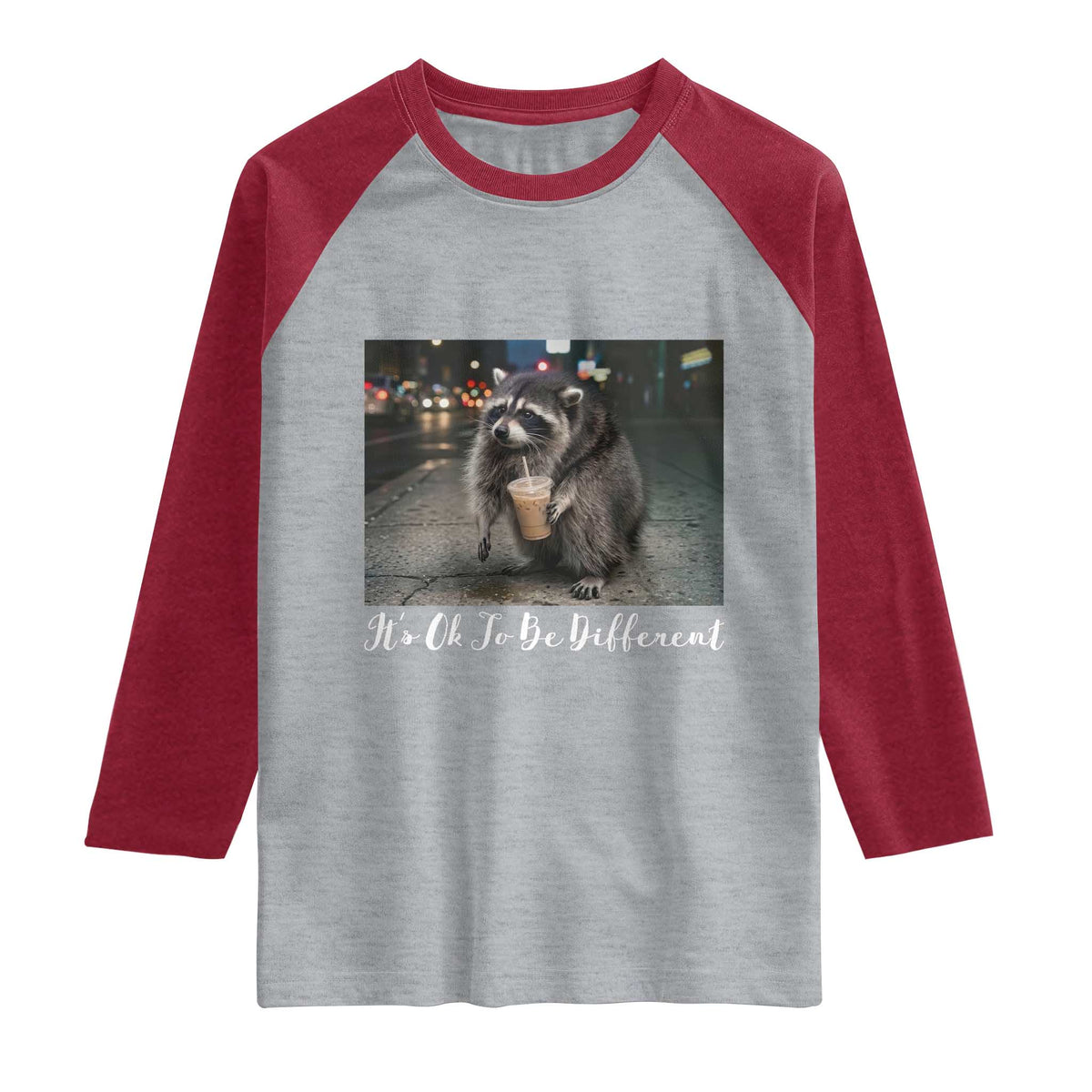 Its Ok To Be Different Jimothy Raccoon Raglan Shirt Funny Short Spine Wildlife