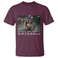 Its Ok To Be Different Jimothy Raccoon T Shirt Funny Short Spine Wildlife