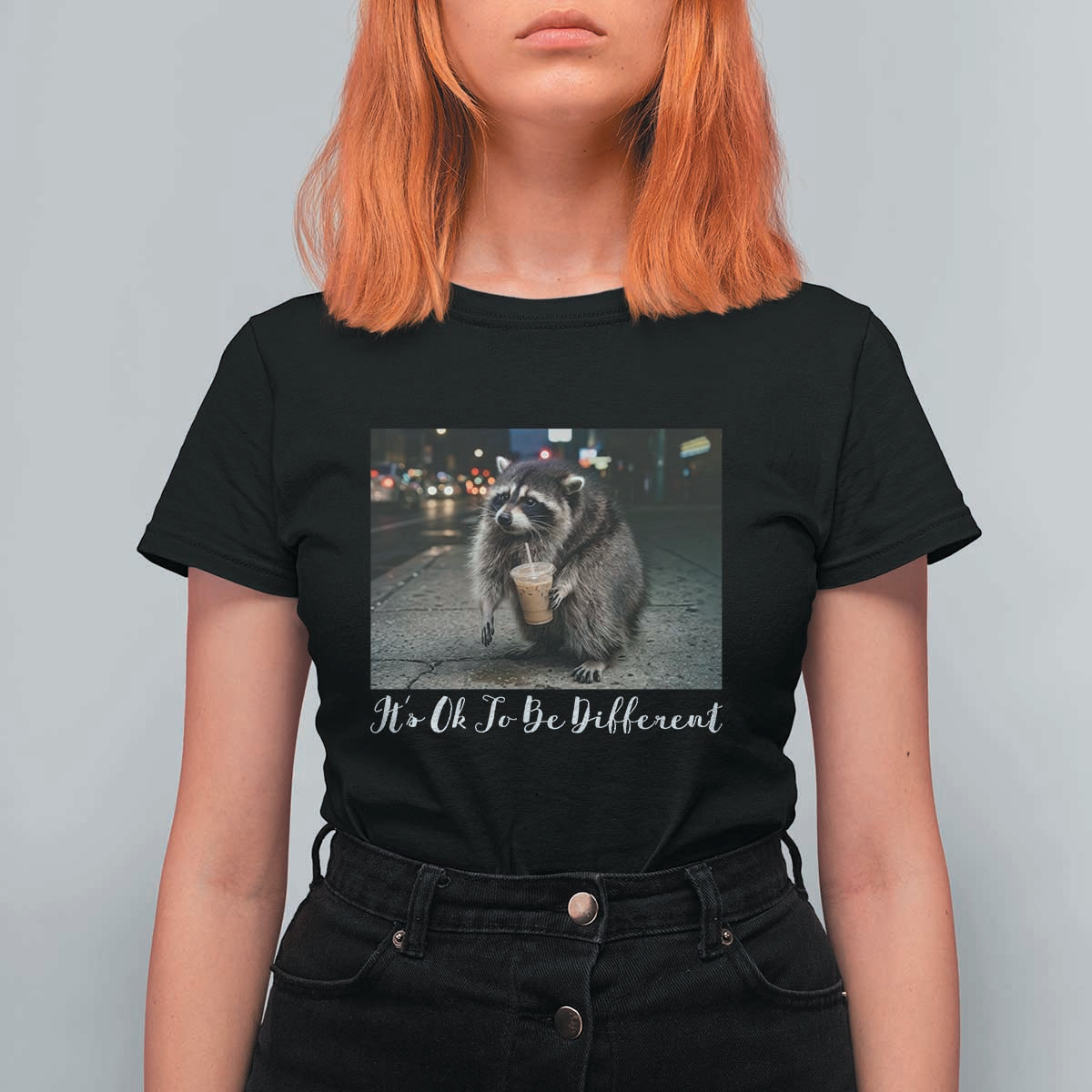 Its Ok To Be Different Jimothy Raccoon T Shirt For Women Funny Short Spine Wildlife