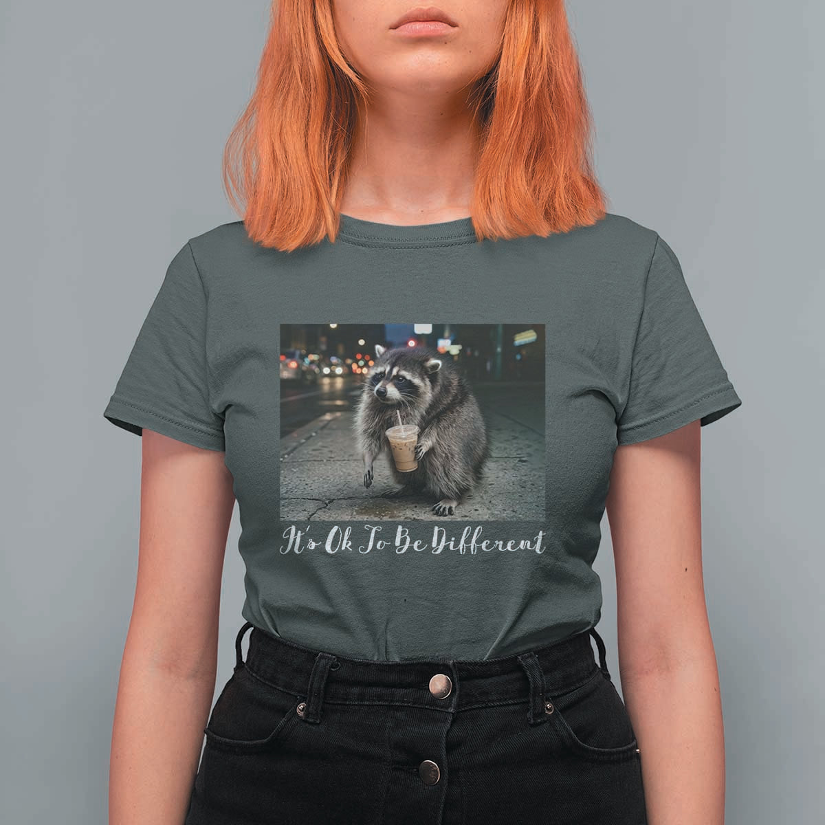 Its Ok To Be Different Jimothy Raccoon T Shirt For Women Funny Short Spine Wildlife