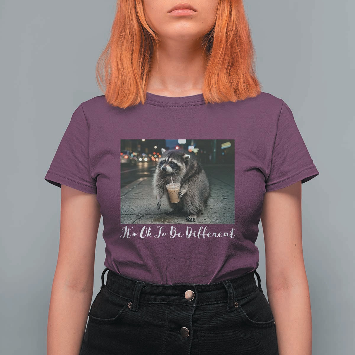 Its Ok To Be Different Jimothy Raccoon T Shirt For Women Funny Short Spine Wildlife