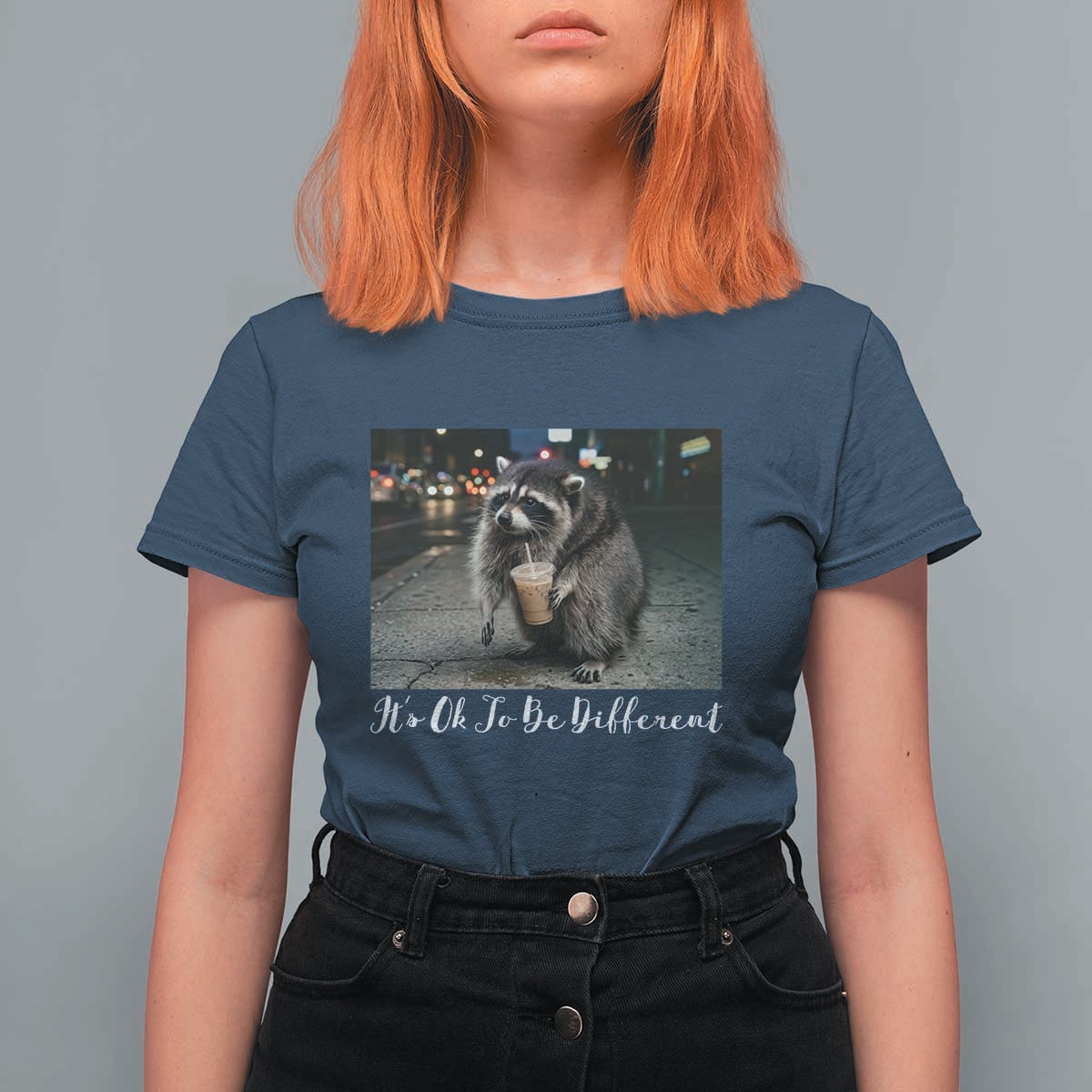 Its Ok To Be Different Jimothy Raccoon T Shirt For Women Funny Short Spine Wildlife