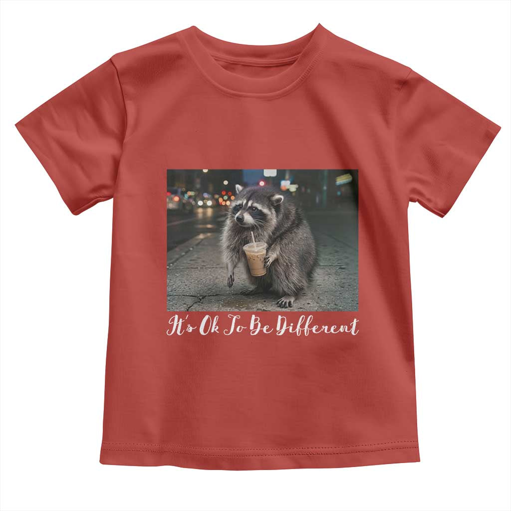 Its Ok To Be Different Jimothy Raccoon Toddler T Shirt Funny Short Spine Wildlife