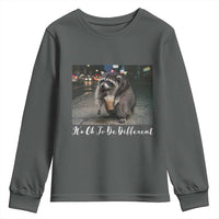 Its Ok To Be Different Jimothy Raccoon Youth Sweatshirt Funny Short Spine Wildlife