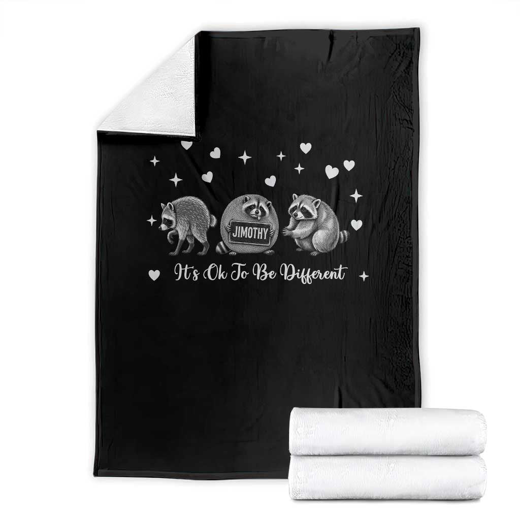 Its Ok To Be Different Jimothy Raccoon Throw Blanket Cute Trash Panda Viral Animal Lover Gift