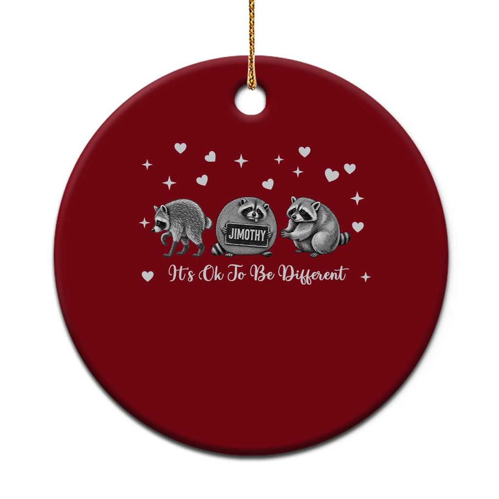 Its Ok To Be Different Jimothy Raccoon Ceramic Ornament Cute Trash Panda Viral Animal Lover Gift