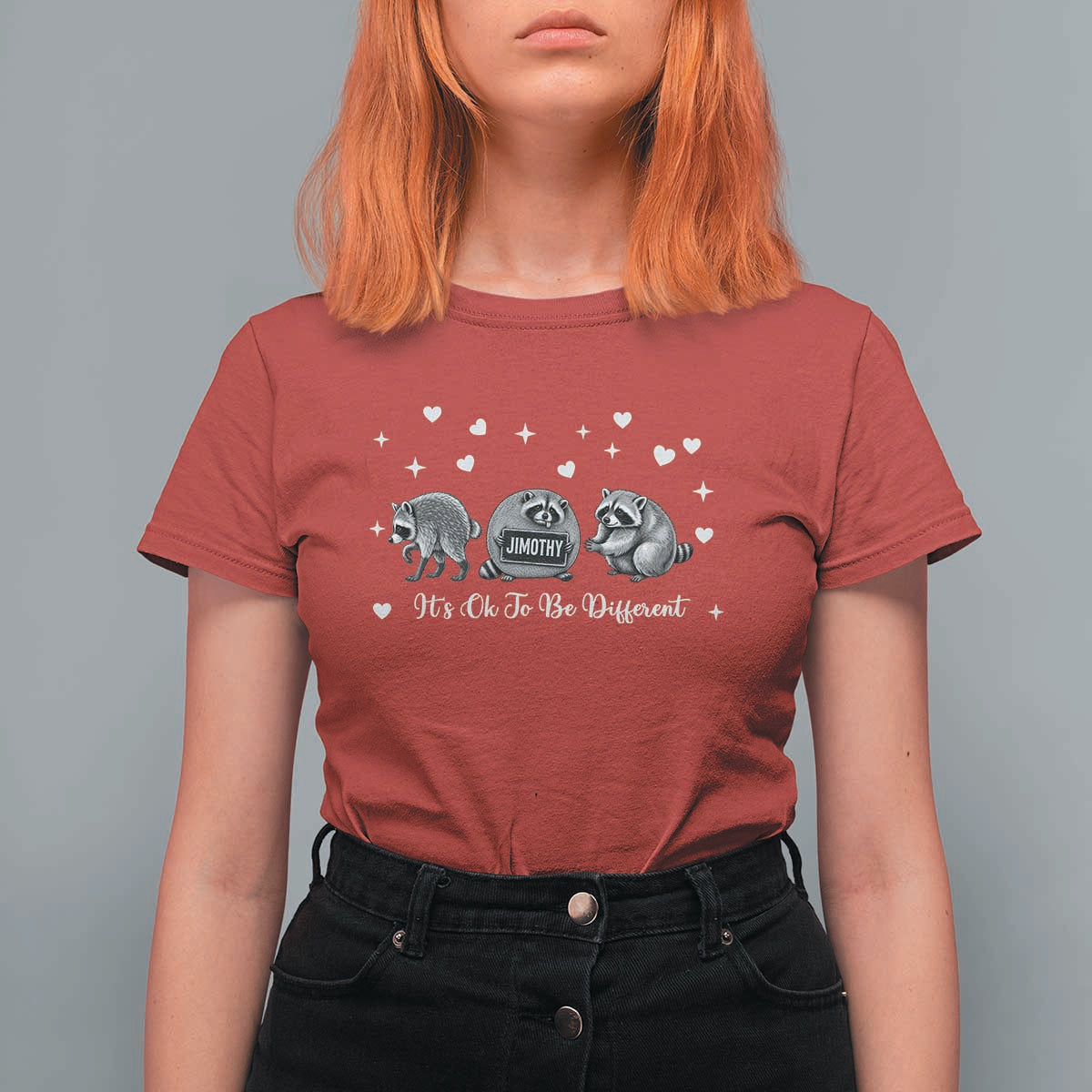 Its Ok To Be Different Jimothy Raccoon T Shirt For Women Cute Trash Panda Viral Animal Lover Gift