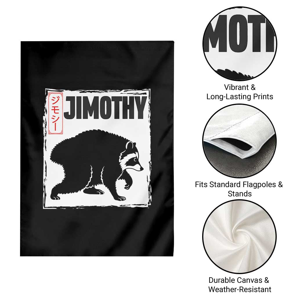 Jimothy The Raccoon Garden Flag Japanese Style Trash Panda Graphic