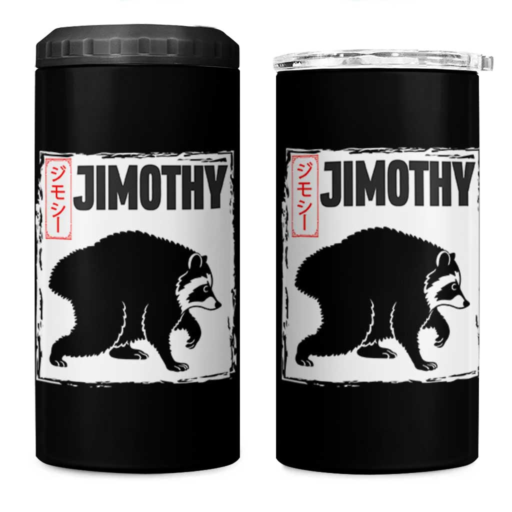 Jimothy The Raccoon 4 in 1 Can Cooler Tumbler Japanese Style Trash Panda Graphic