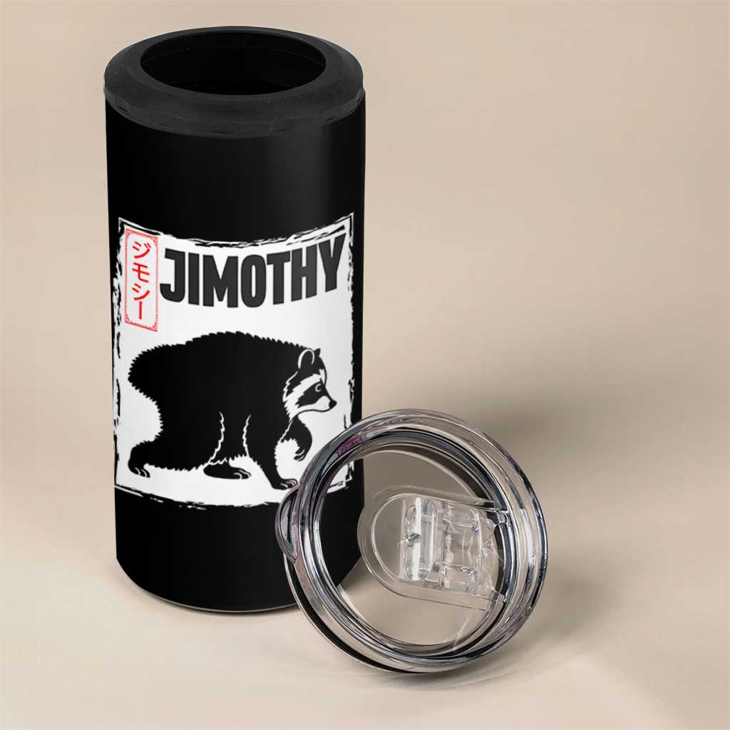 Jimothy The Raccoon 4 in 1 Can Cooler Tumbler Japanese Style Trash Panda Graphic
