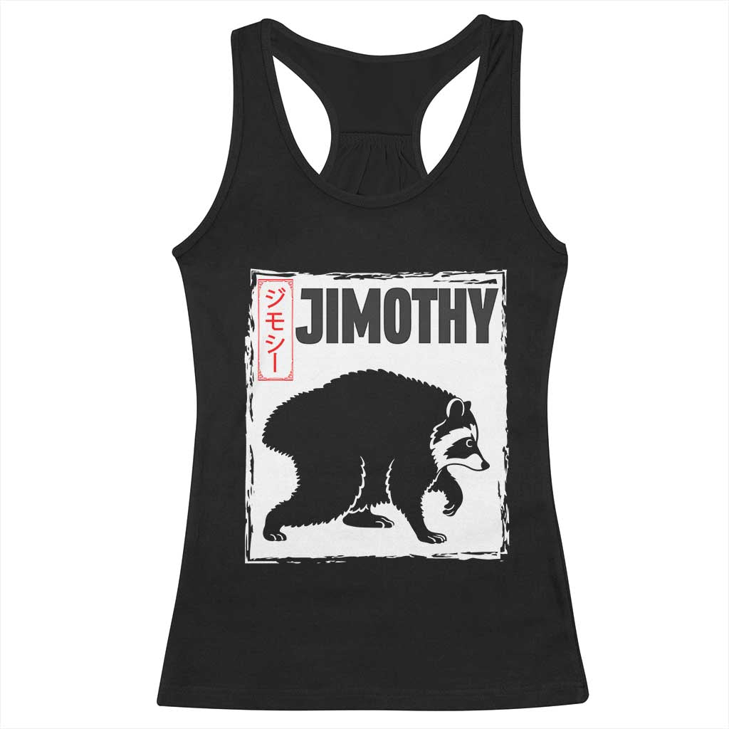 Jimothy The Raccoon Racerback Tank Top Japanese Style Trash Panda Graphic