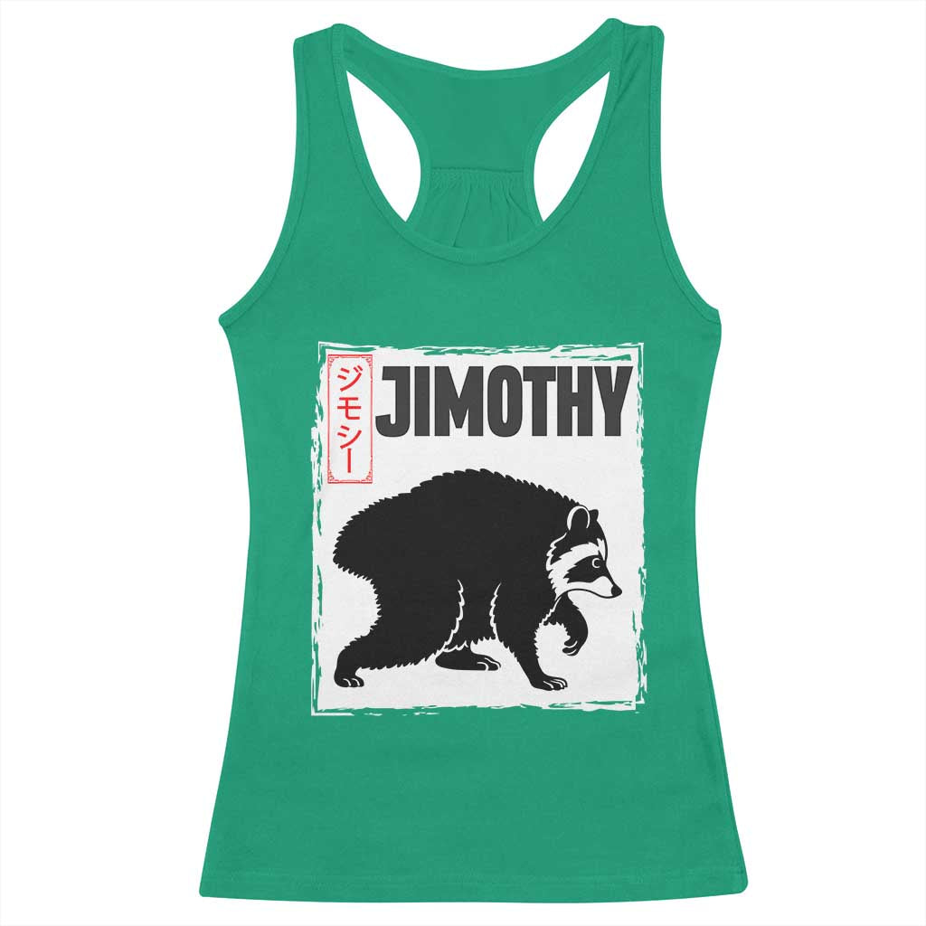 Jimothy The Raccoon Racerback Tank Top Japanese Style Trash Panda Graphic