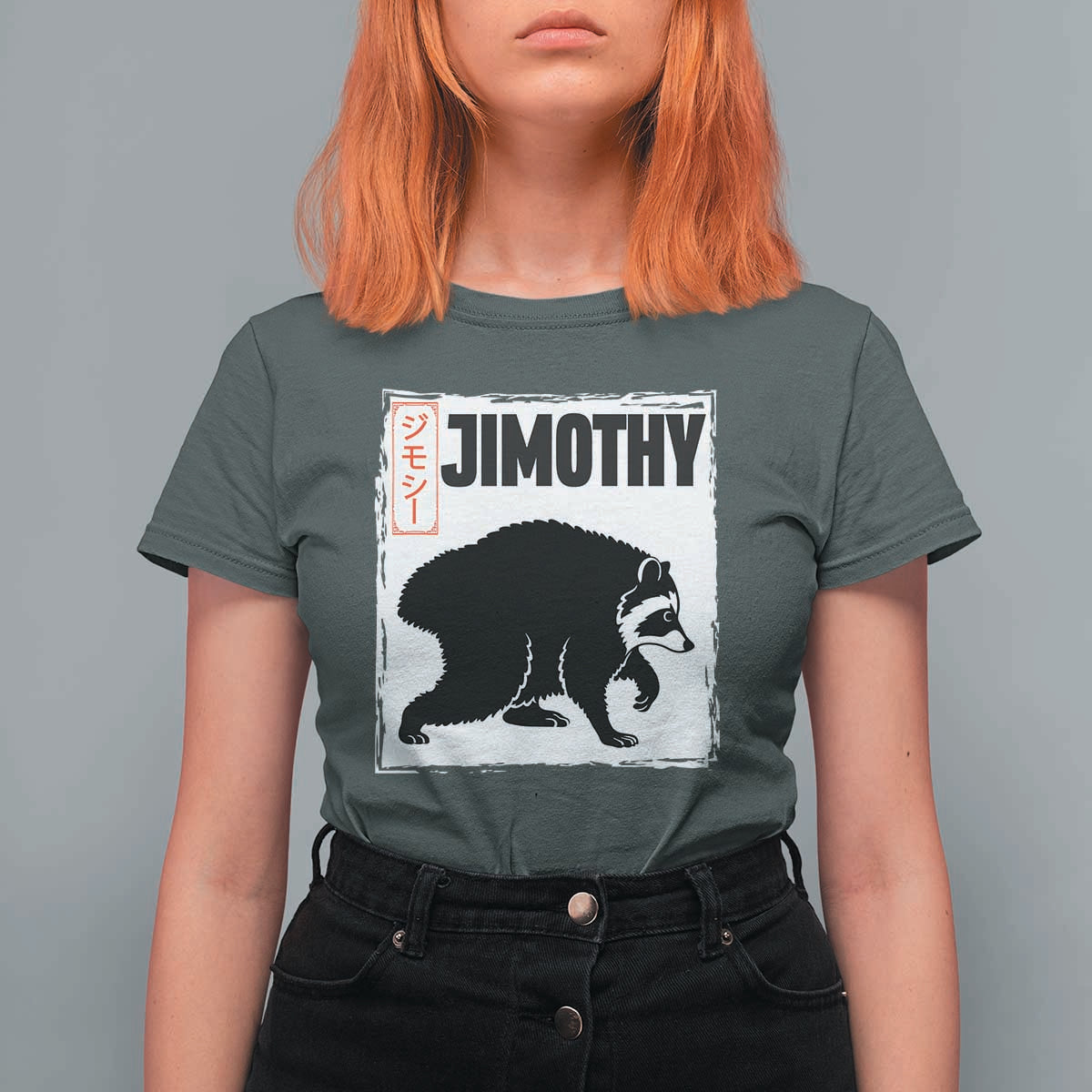 Jimothy The Raccoon T Shirt For Women Japanese Style Trash Panda Graphic
