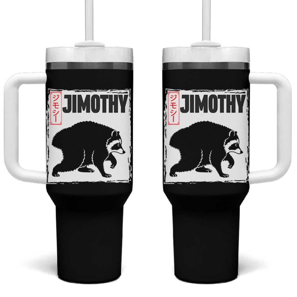 Jimothy The Raccoon Tumbler With Handle Japanese Style Trash Panda Graphic