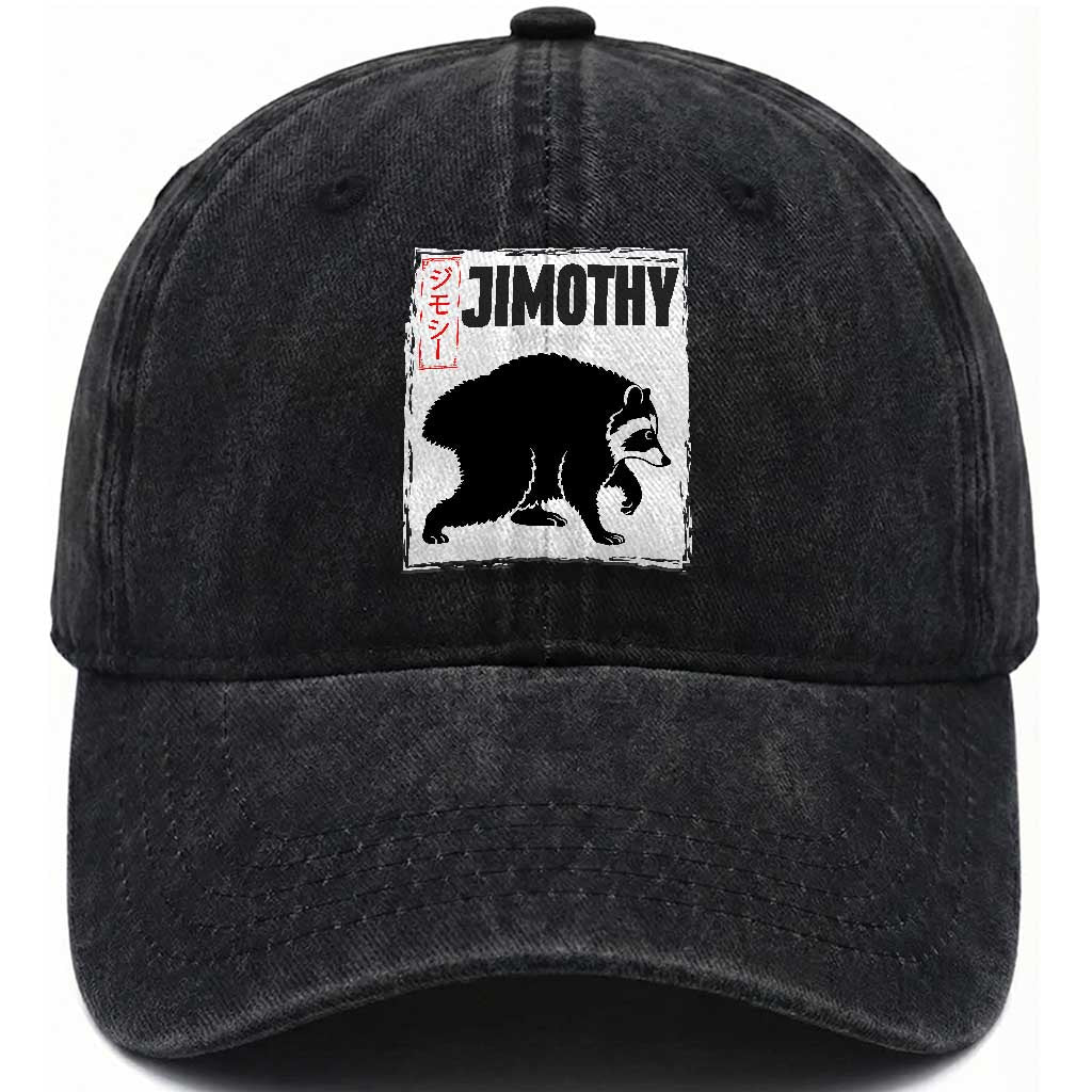 Jimothy The Raccoon Washed Cotton Baseball Cap Japanese Style Trash Panda Graphic