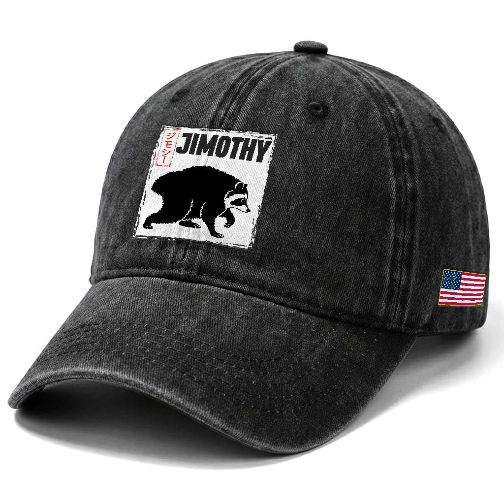 Jimothy The Raccoon Washed Cotton Baseball Cap Japanese Style Trash Panda Graphic