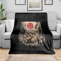 Vintage Japanese Ukiyoe Raccoon Throw Blanket Seattle Short Spine Trash Panda