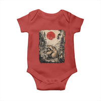 Vintage Japanese Ukiyoe Raccoon Baby Onesie Seattle Short Spine Trash Panda