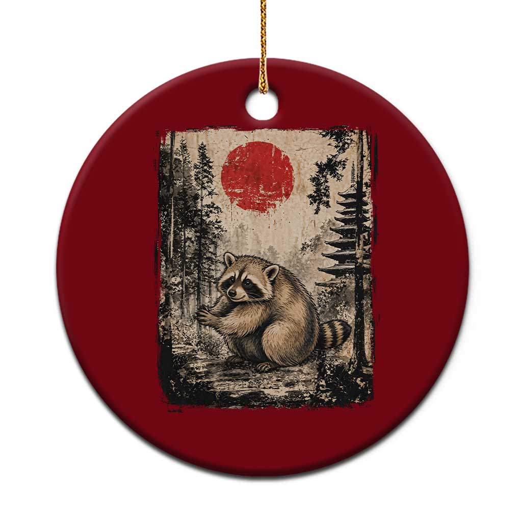 Vintage Japanese Ukiyoe Raccoon Ceramic Ornament Seattle Short Spine Trash Panda
