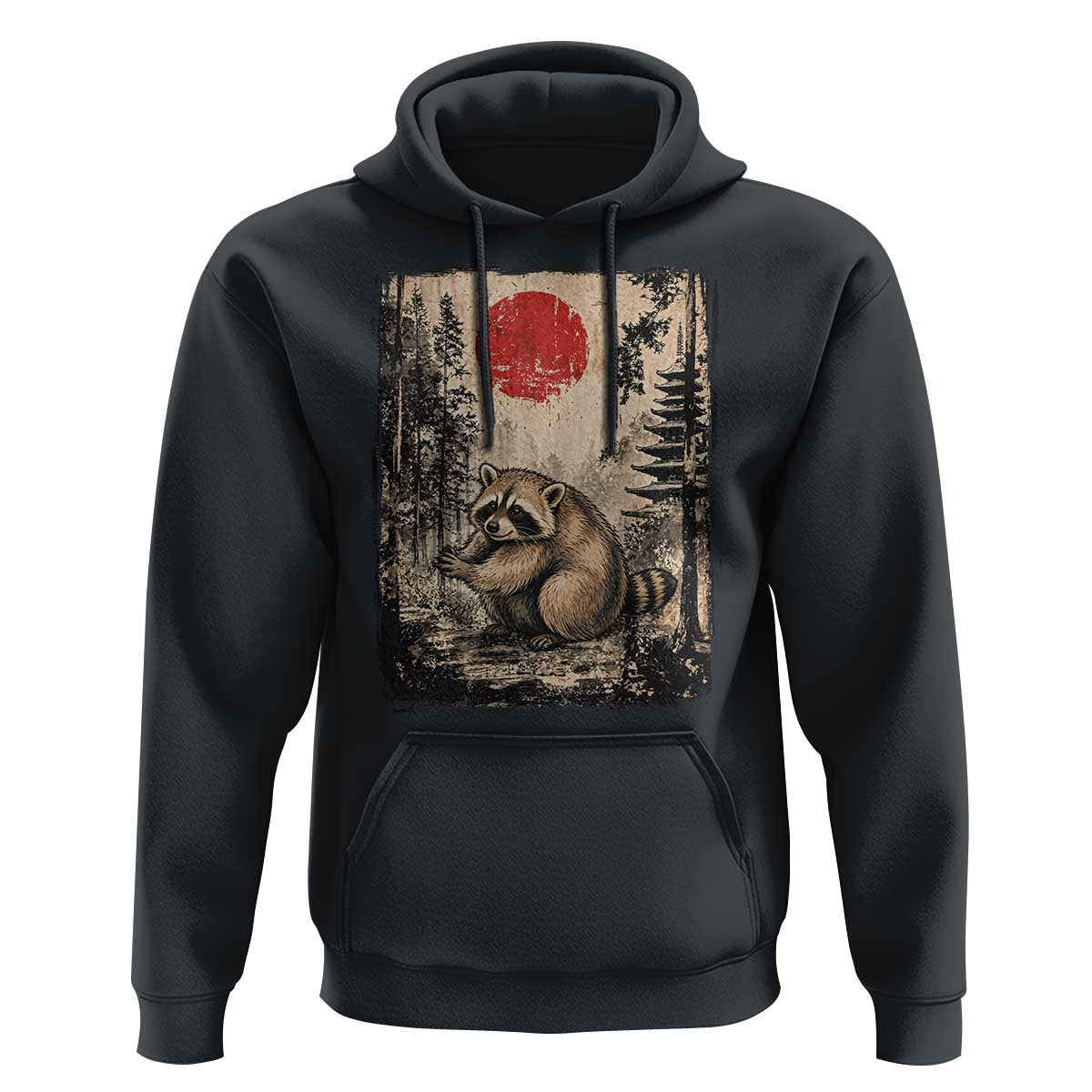 Vintage Japanese Ukiyoe Raccoon Hoodie Seattle Short Spine Trash Panda