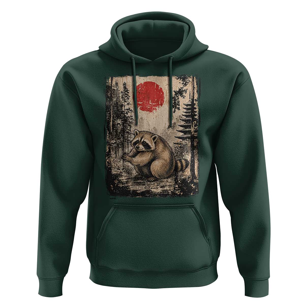 Vintage Japanese Ukiyoe Raccoon Hoodie Seattle Short Spine Trash Panda