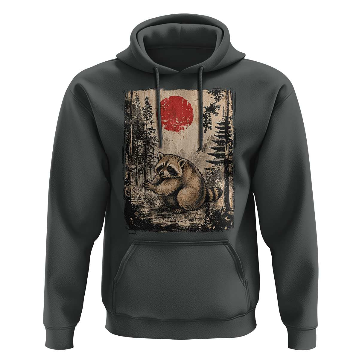 Vintage Japanese Ukiyoe Raccoon Hoodie Seattle Short Spine Trash Panda