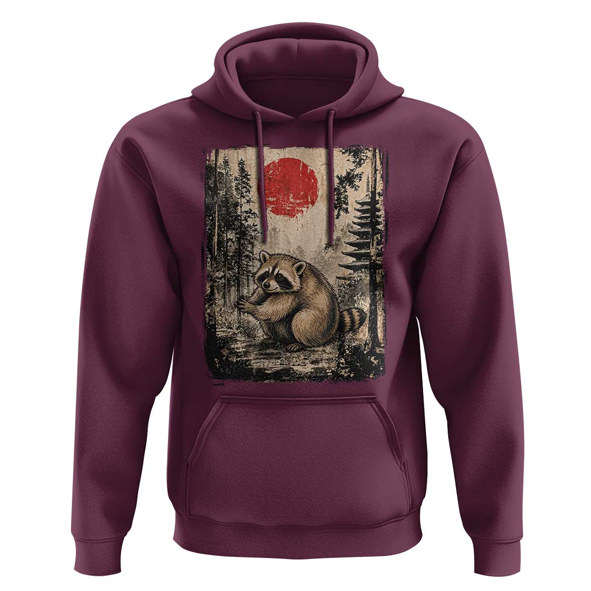Vintage Japanese Ukiyoe Raccoon Hoodie Seattle Short Spine Trash Panda