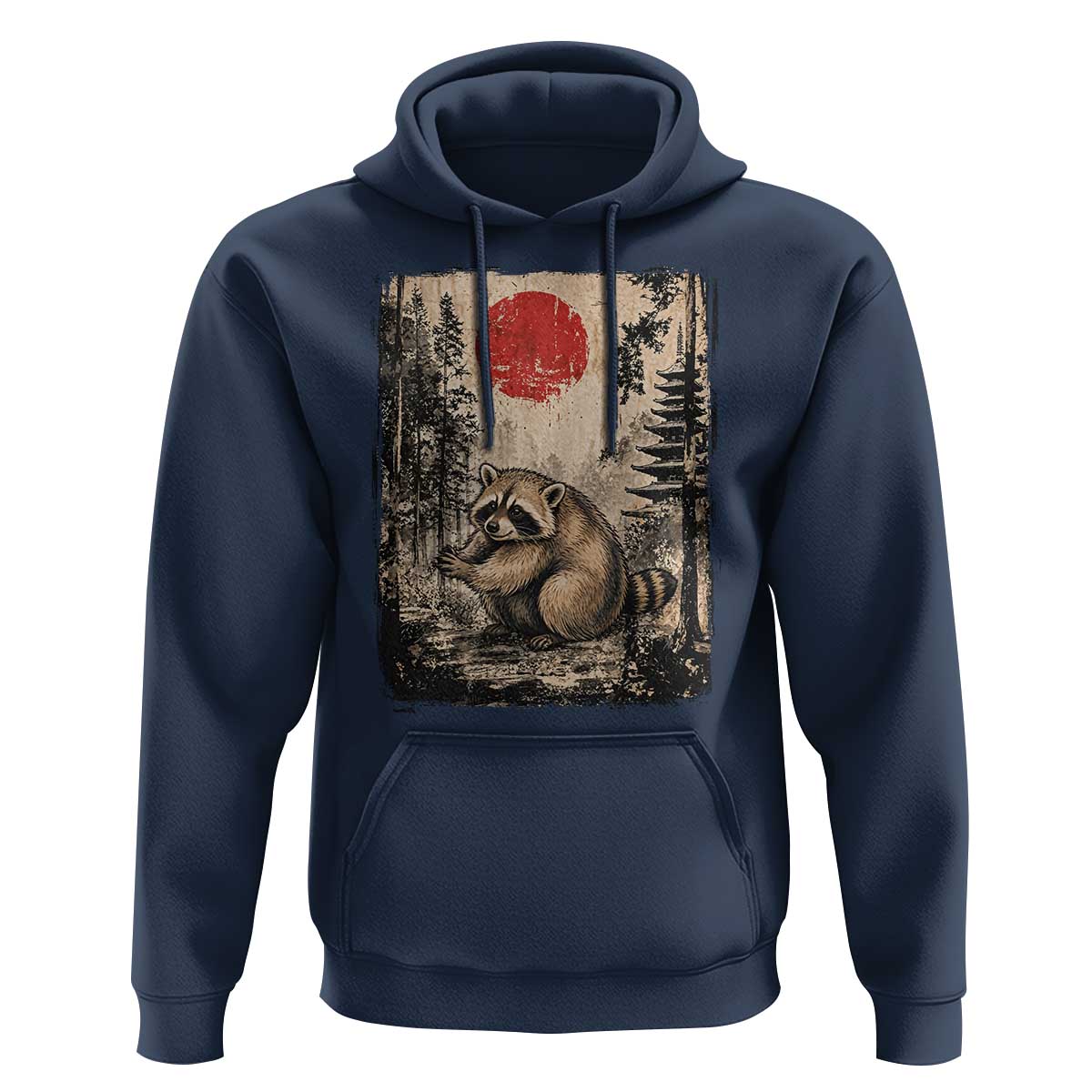 Vintage Japanese Ukiyoe Raccoon Hoodie Seattle Short Spine Trash Panda