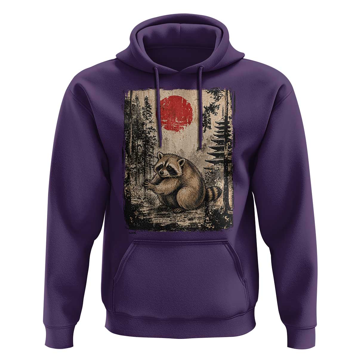 Vintage Japanese Ukiyoe Raccoon Hoodie Seattle Short Spine Trash Panda