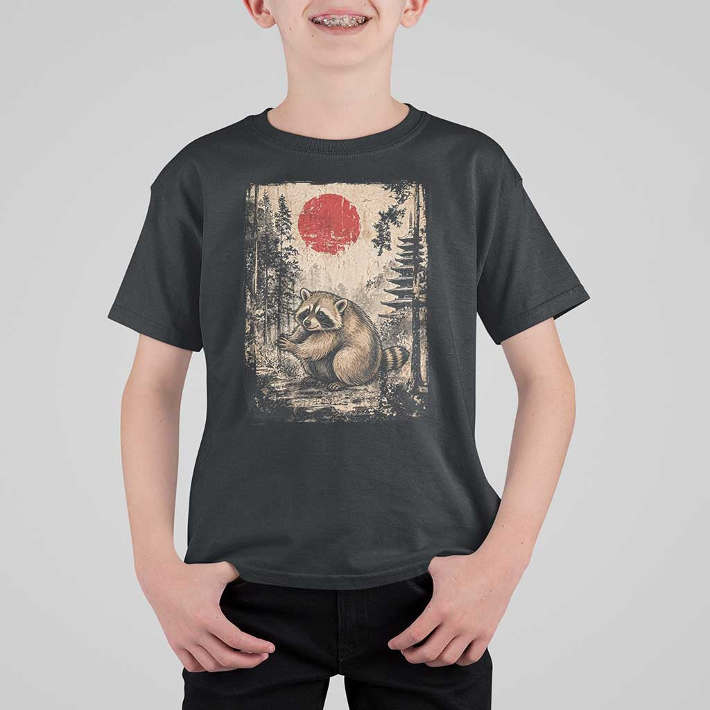 Vintage Japanese Ukiyoe Raccoon T Shirt For Kid Seattle Short Spine Trash Panda