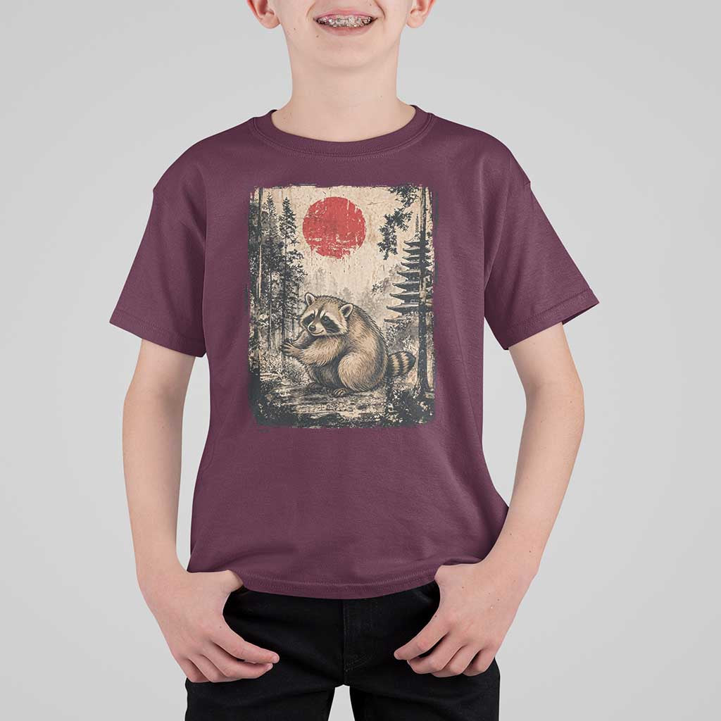 Vintage Japanese Ukiyoe Raccoon T Shirt For Kid Seattle Short Spine Trash Panda