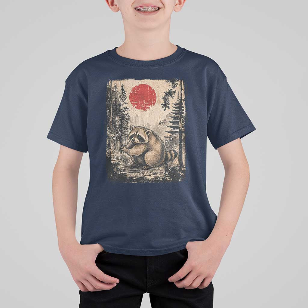 Vintage Japanese Ukiyoe Raccoon T Shirt For Kid Seattle Short Spine Trash Panda
