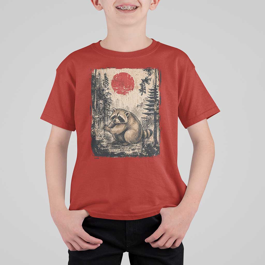 Vintage Japanese Ukiyoe Raccoon T Shirt For Kid Seattle Short Spine Trash Panda