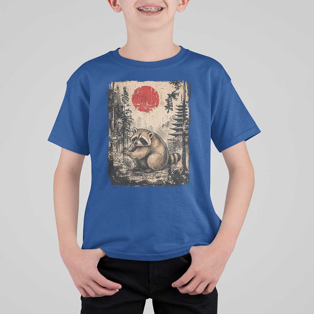 Vintage Japanese Ukiyoe Raccoon T Shirt For Kid Seattle Short Spine Trash Panda