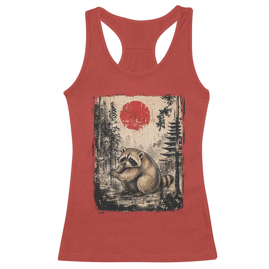 Vintage Japanese Ukiyoe Raccoon Racerback Tank Top Seattle Short Spine Trash Panda