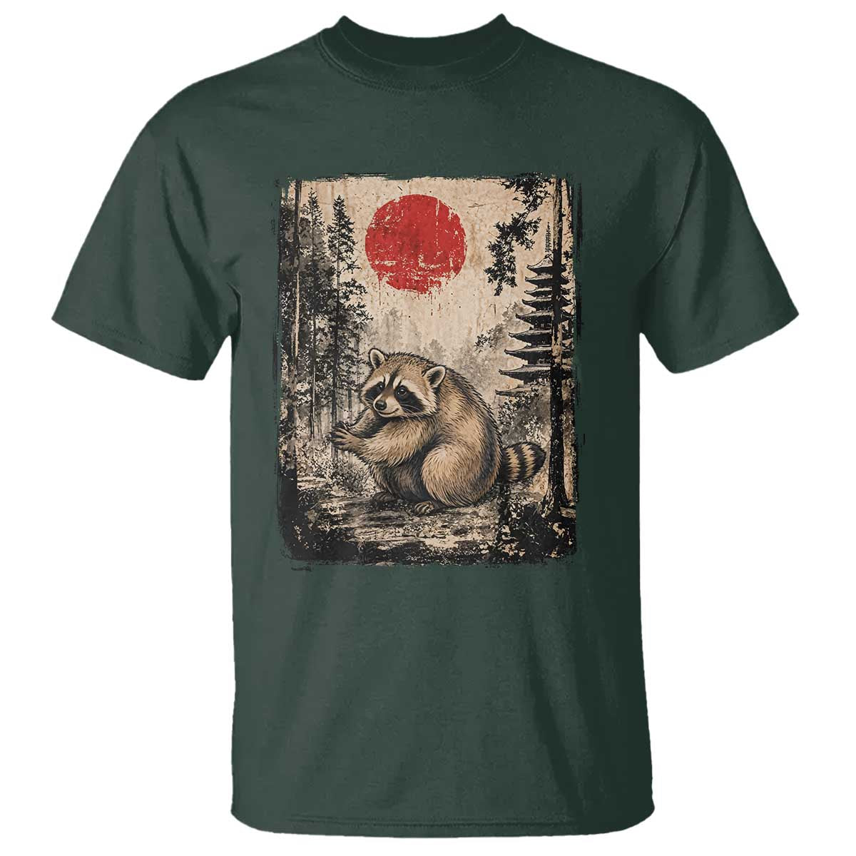 Vintage Japanese Ukiyoe Raccoon T Shirt Seattle Short Spine Trash Panda