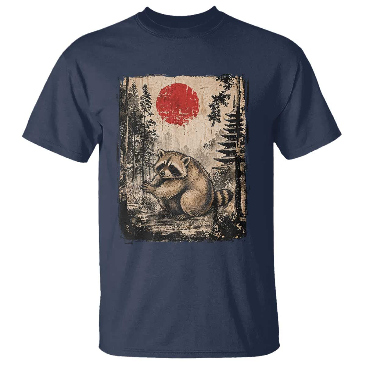 Vintage Japanese Ukiyoe Raccoon T Shirt Seattle Short Spine Trash Panda