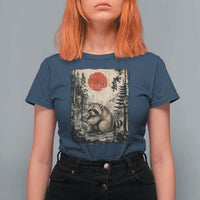 Vintage Japanese Ukiyoe Raccoon T Shirt For Women Seattle Short Spine Trash Panda