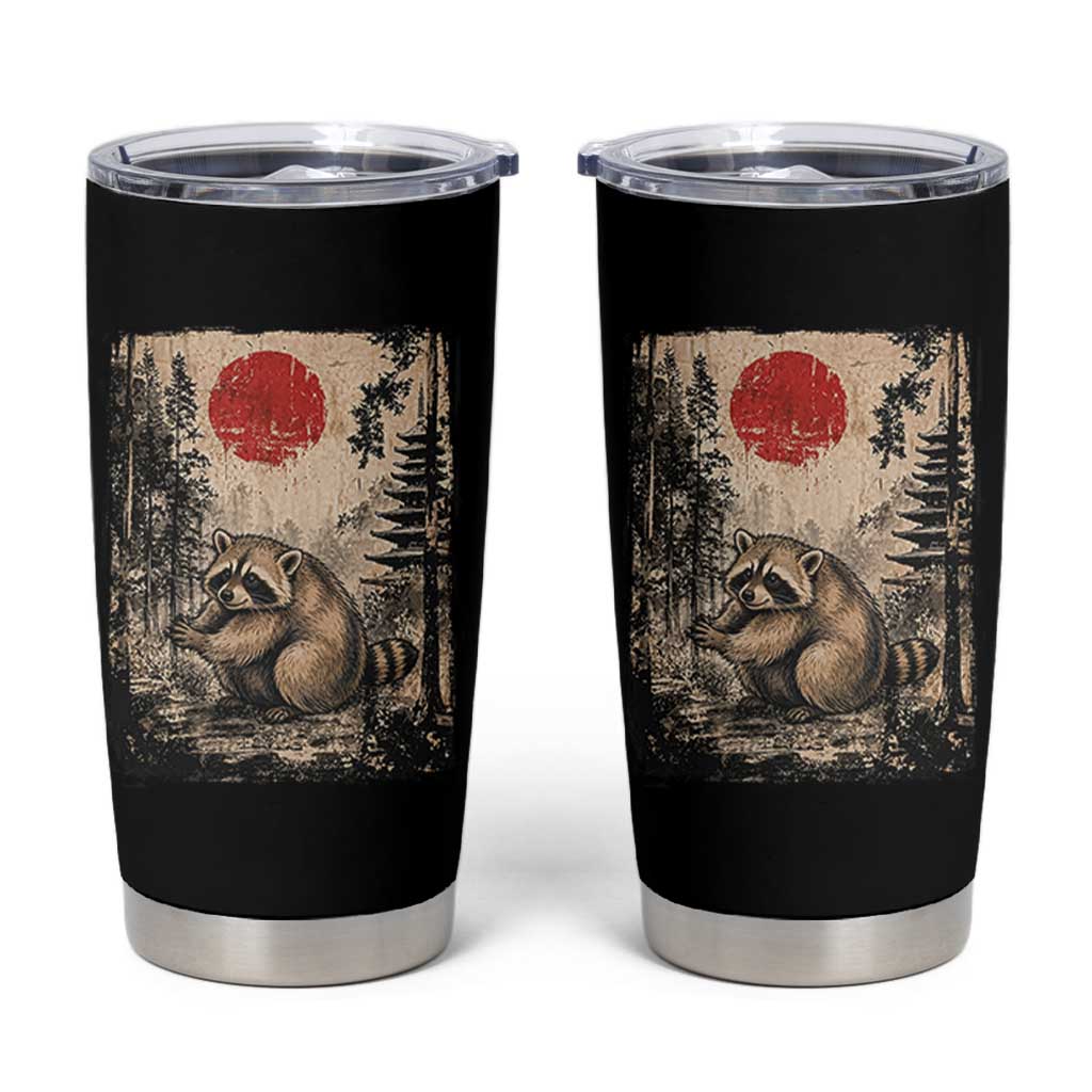 Vintage Japanese Ukiyoe Raccoon Tumbler Cup Seattle Short Spine Trash Panda