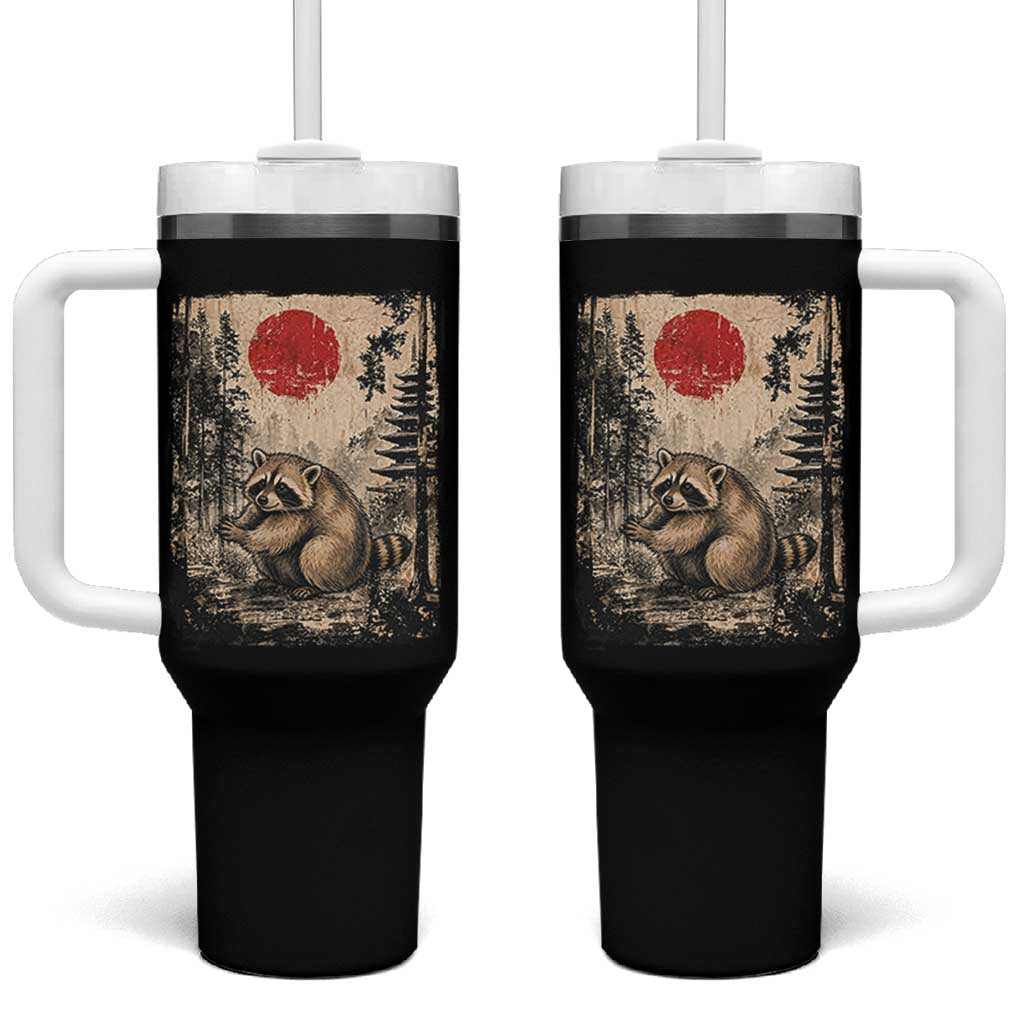 Vintage Japanese Ukiyoe Raccoon Tumbler With Handle Seattle Short Spine Trash Panda