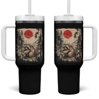 Vintage Japanese Ukiyoe Raccoon Tumbler With Handle Seattle Short Spine Trash Panda