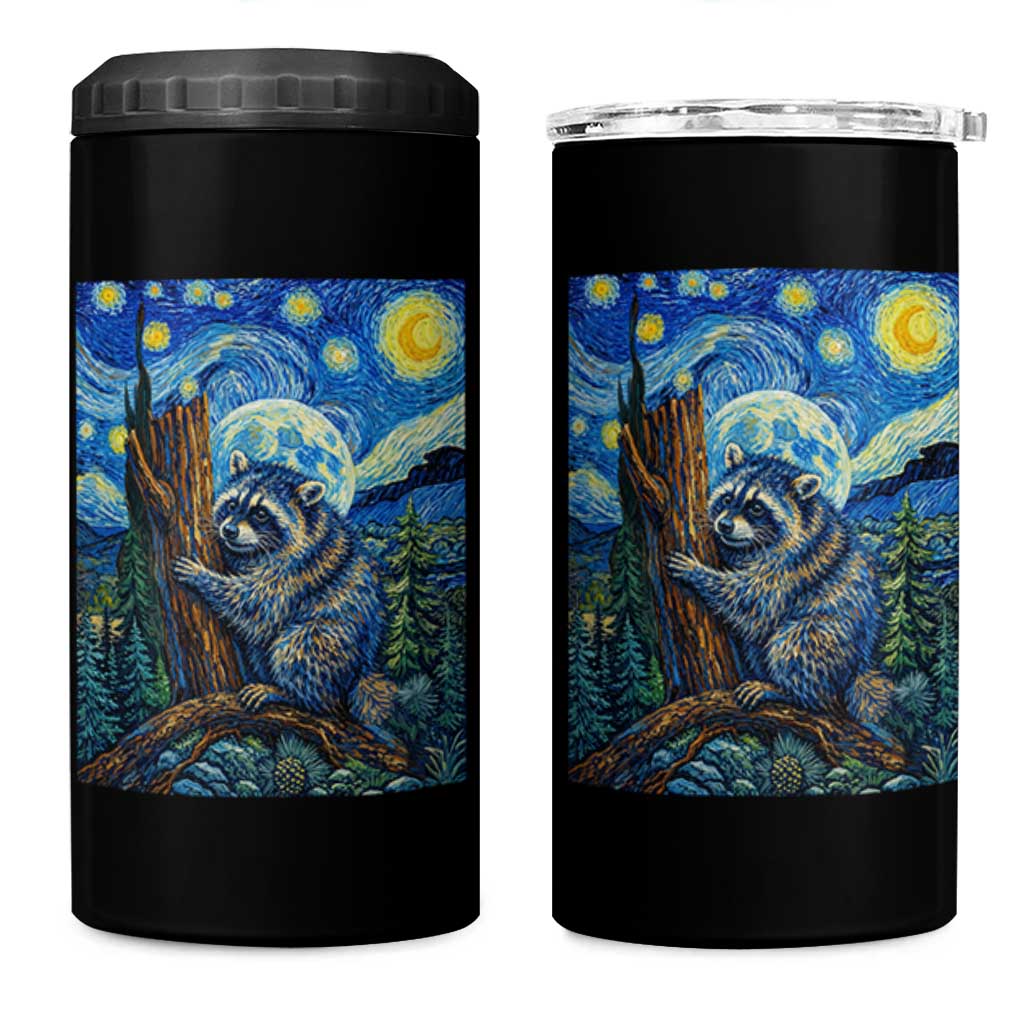 Seattle Trash Panda Starry Night Graphic 4 in 1 Can Cooler Tumbler Funny Short King Raccoon